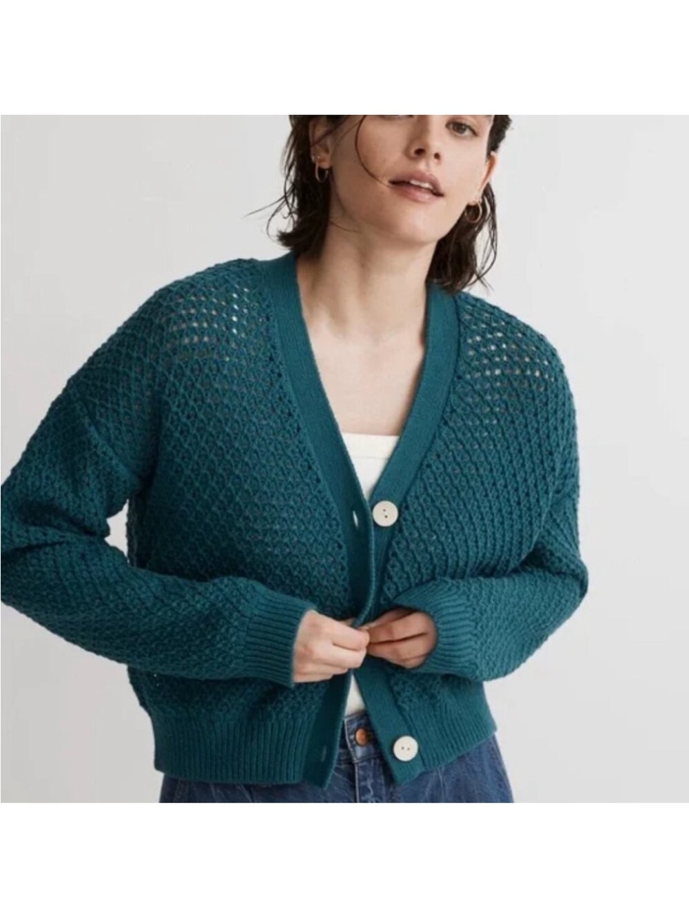 Madewell teal cotton Cardigan small